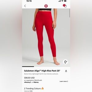 Red align leggings